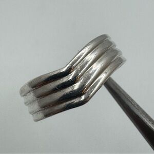 Sterling Silver Wide Band Ring Size 7.5 Modern Layered Design